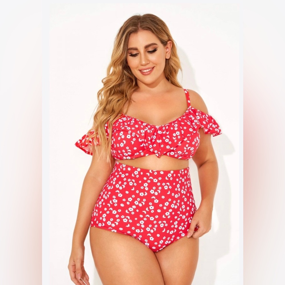 Red Floral High Waist Brief for Lady - 2X NWT
